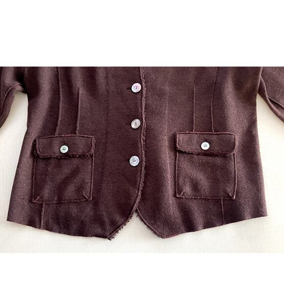 Eileen Fisher Sz 2X Sweater Blazer Maroon Felted Wool Lagenlook Layering - Picture 7 of 15